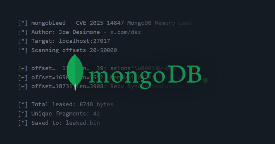 ភាពងាយរងគ្រោះ CVE-2025-14847 របស់ MongoDB ស្ថិតនៅក្រោមការកេងប្រវ័ញ្ចយ៉ាងសកម្មទូទាំងពិភពលោក