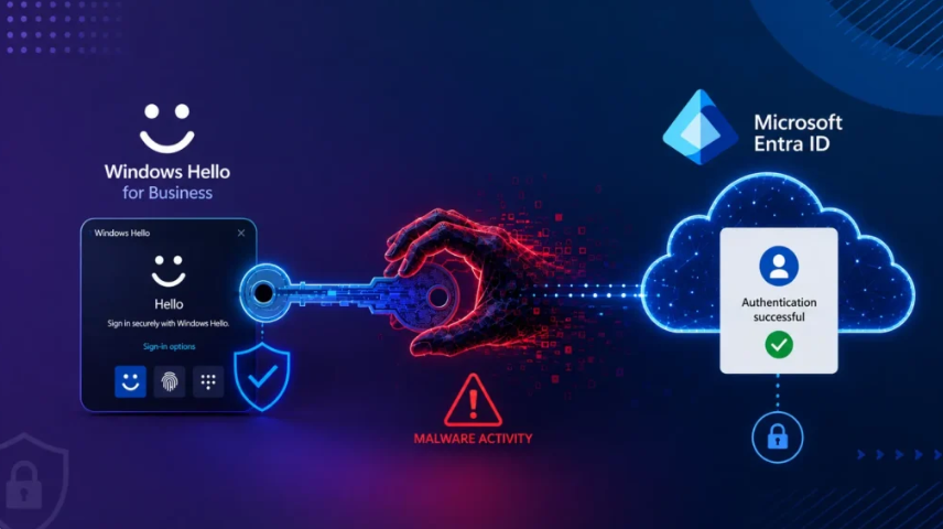 មេរោគ Malware រំលោភលើសោ Windows Hello for Business